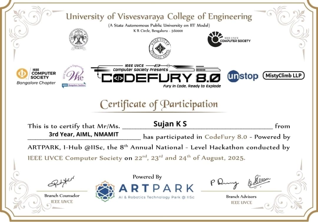 CodeFury 8.0 - National Level Hackathon